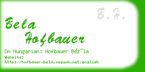 bela hofbauer business card